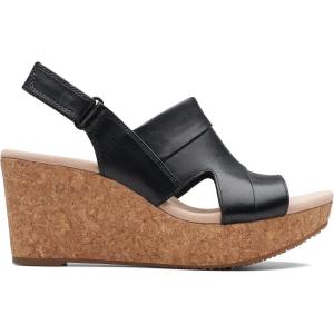 Clarks womens Annadel IvoryWedge Sandal(Black Black Leather)